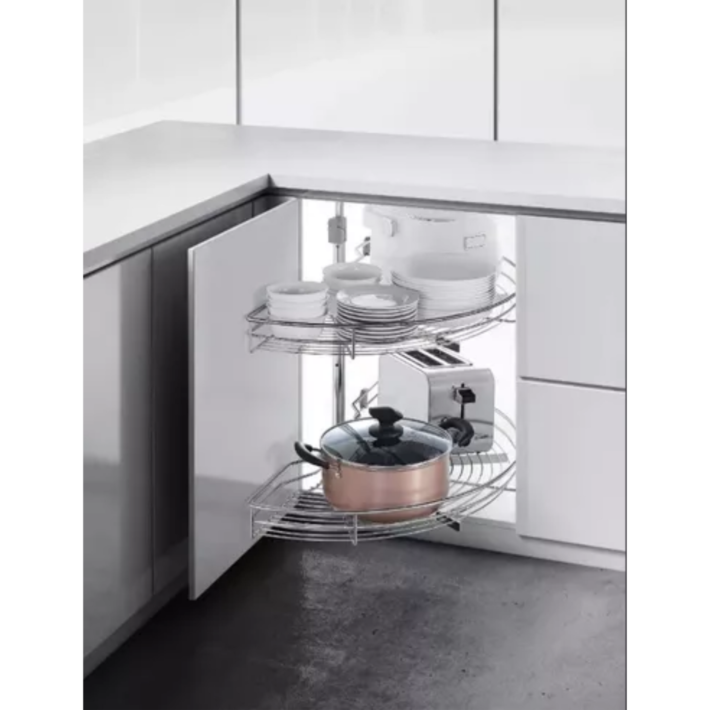 Rotonda Medialuna Cromada Giro 180° Plateado