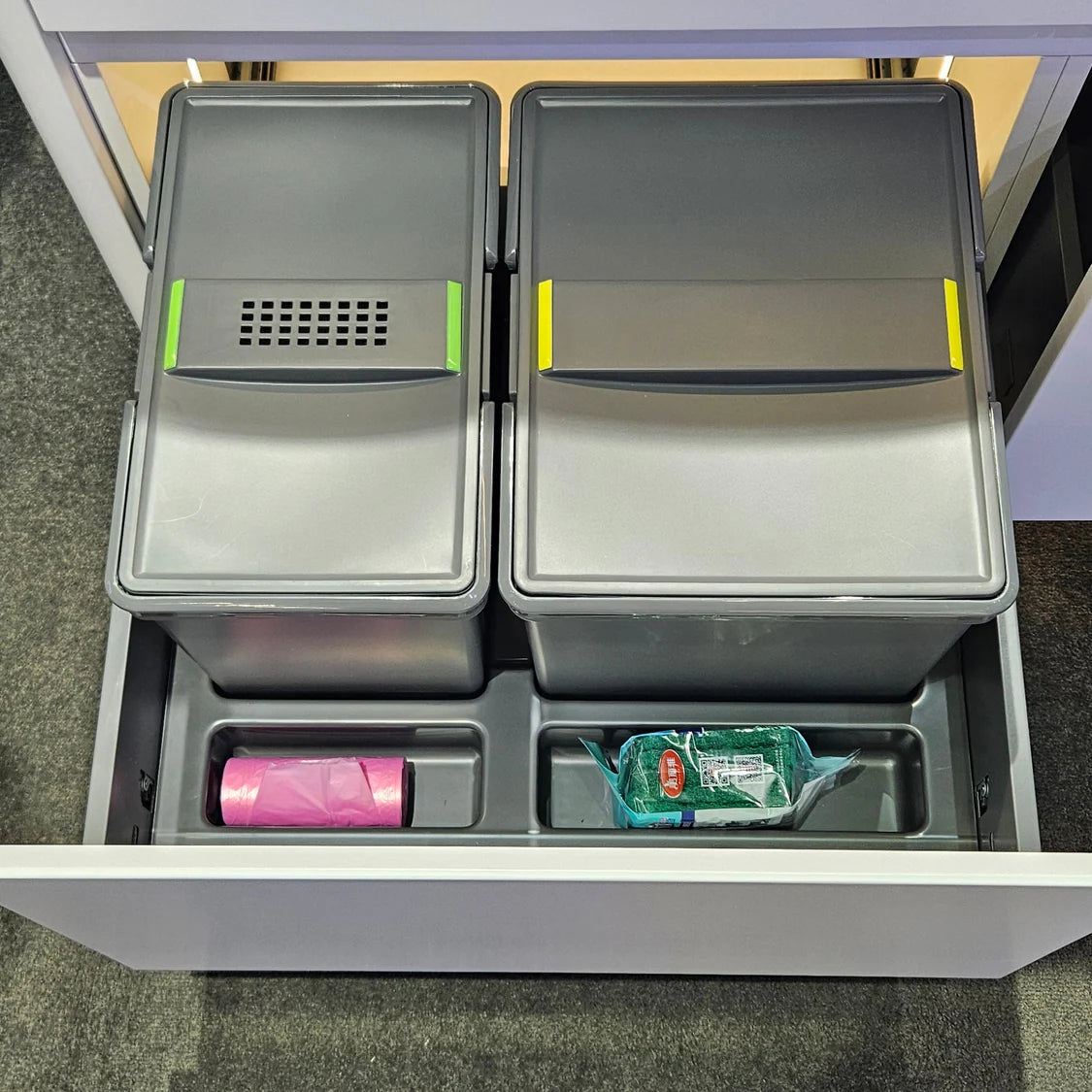 Basurero Reciclaje 2 contenedores para cajón (31 litros)