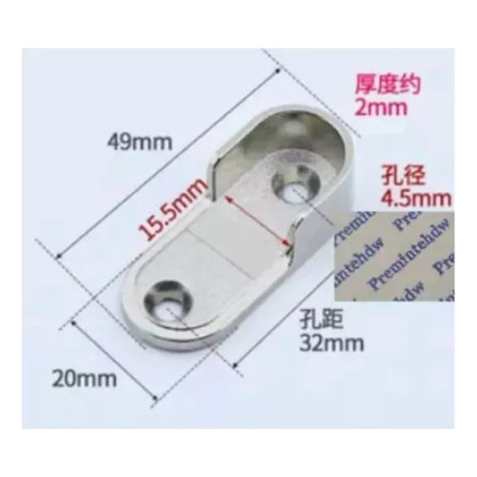 3 Barra Colgante Ovalada Closet C/ Soporte 100 Cm Aluminio Aluminio