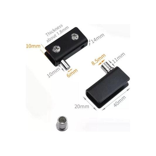 2 Set Bisagra Puerta Vidrio Reten Negro Kit Instalación