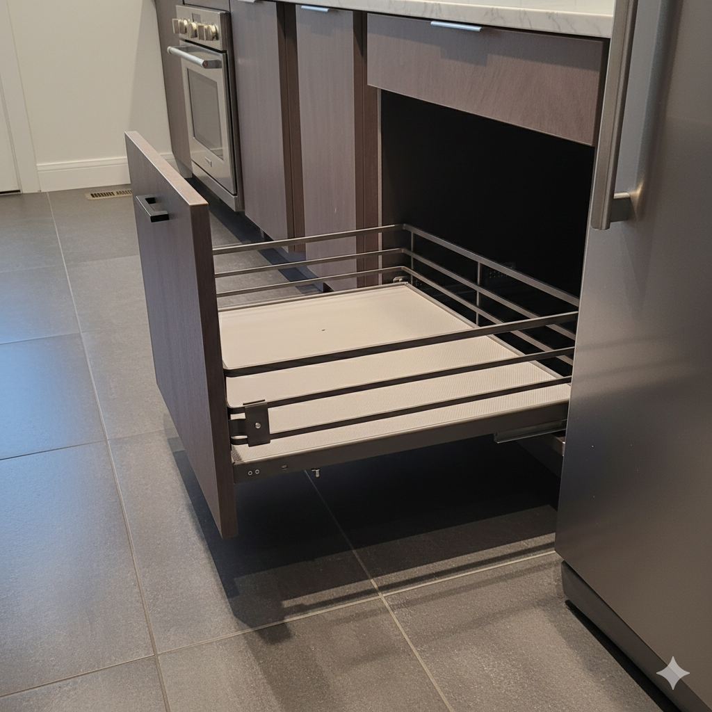 Cesta Antracita Cierre Suave Frente Madera