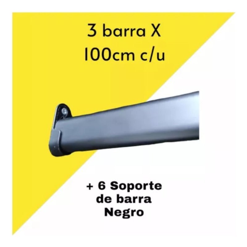 3 Barra Colgante Ovalada Closet C/ Soporte 100 Cm Negro Negro Nuevo - Om Panda Chile