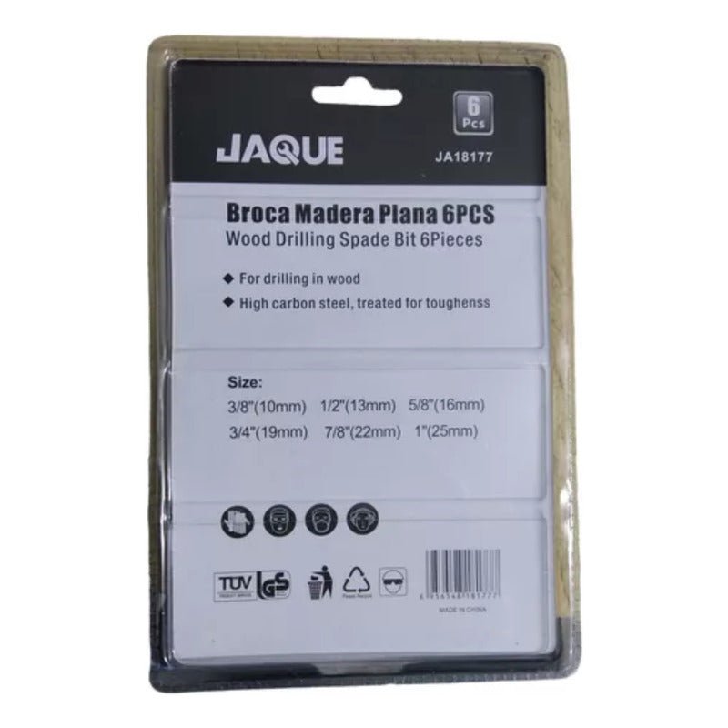 6 Broca Para Madera Plana 3/8 - 1 PuLG Paleta Nuevo - Om Panda Chile