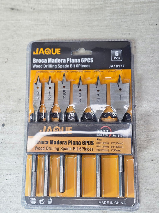 6 Broca Para Madera Plana 3/8 - 1 PuLG Paleta Nuevo - Om Panda Chile