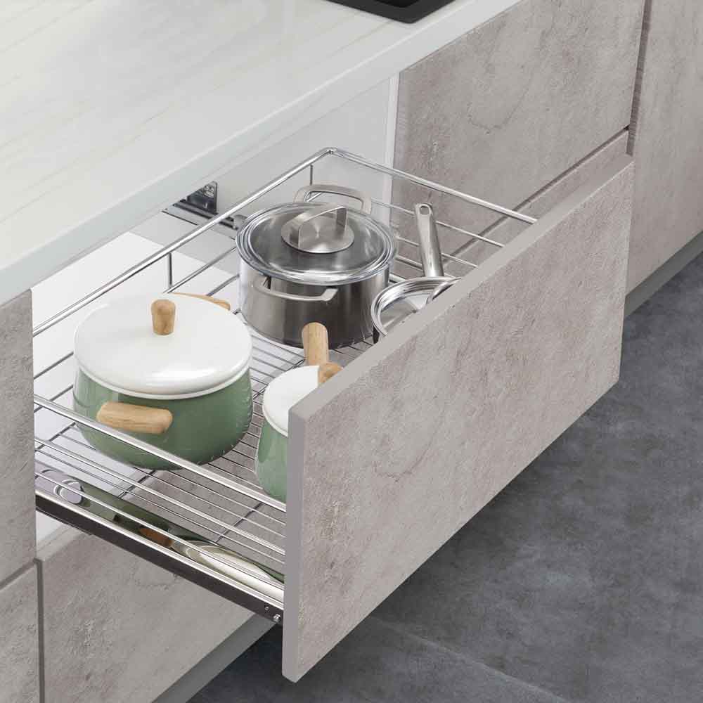 Cesta Cromada Cierre Suave Frente Madera