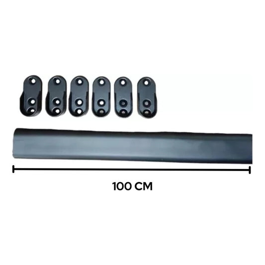 3 Barra Colgante Ovalada Closet C/ Soporte 100 Cm Negro Negro