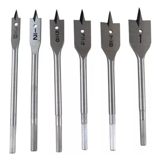 6 Broca Para Madera Plana 3/8 - 1 PuLG Paleta