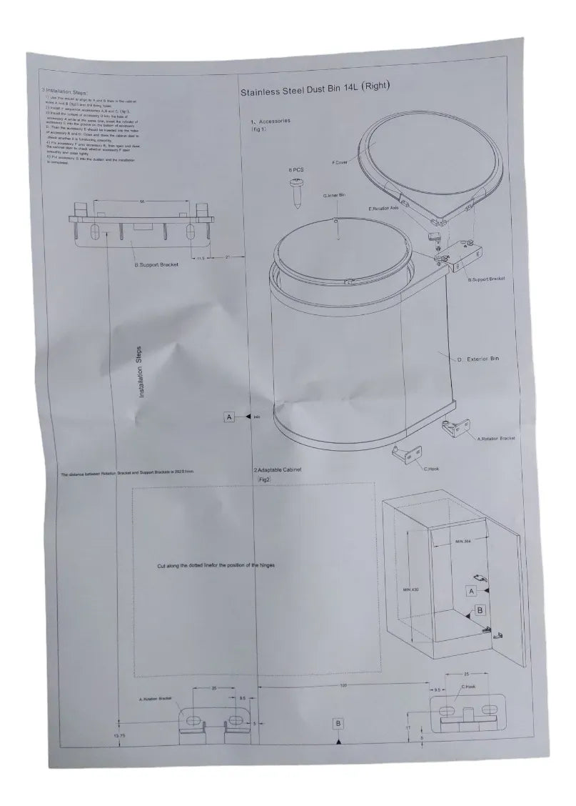 Basurero 1 contenedor anclado a puerta (14 litros)