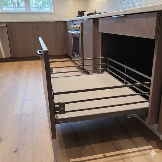 Cesta Antracita Cierre Suave Frente Madera