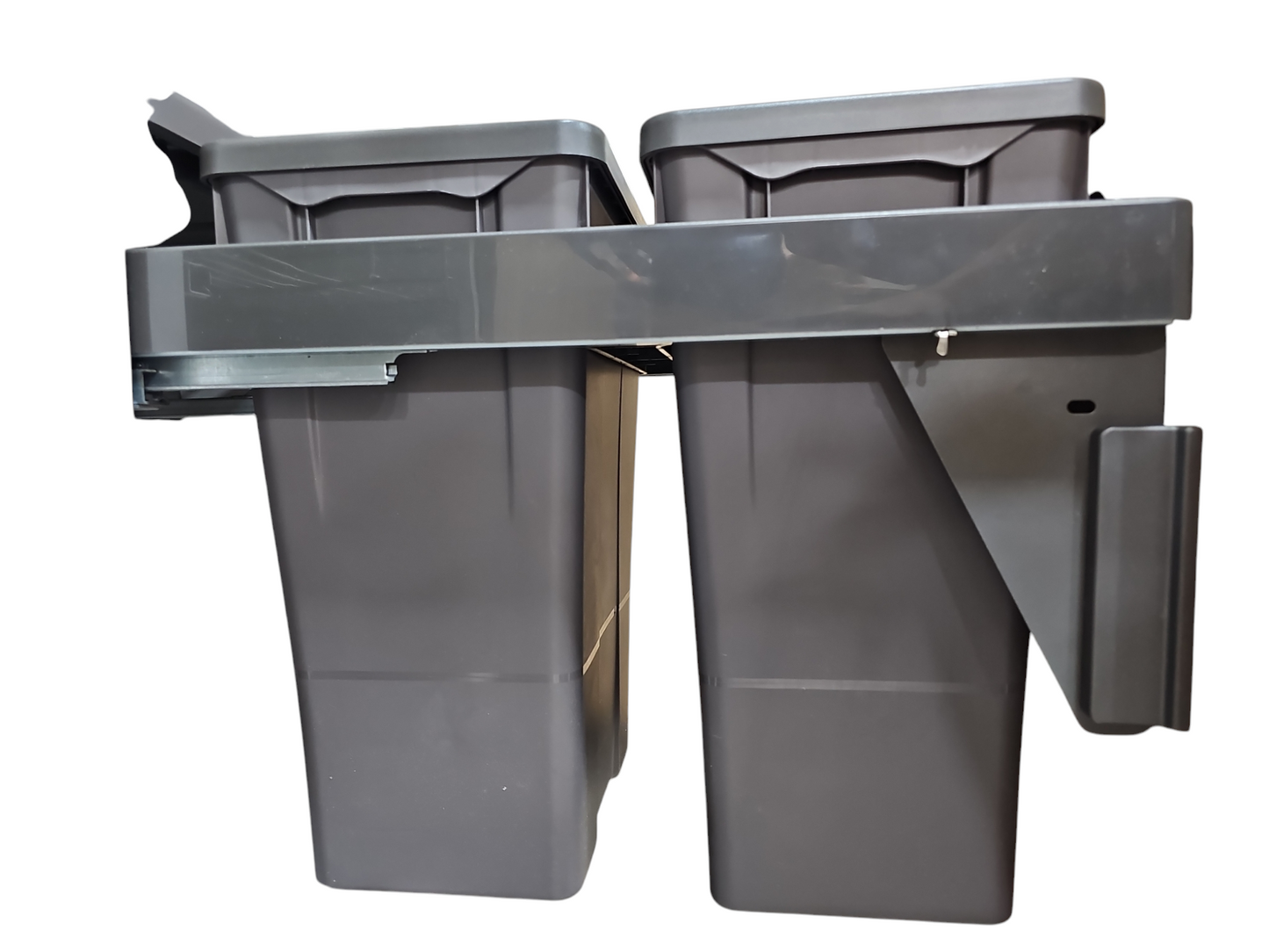 Basurero Reciclaje 2 contenedores antracita (36 litros) FRENTE DE MADERA