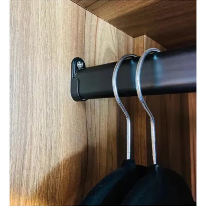 Barra Tubo Closet Armario Ovalado 100cm + Soportes Negro Negro Nuevo - Om Panda Chile
