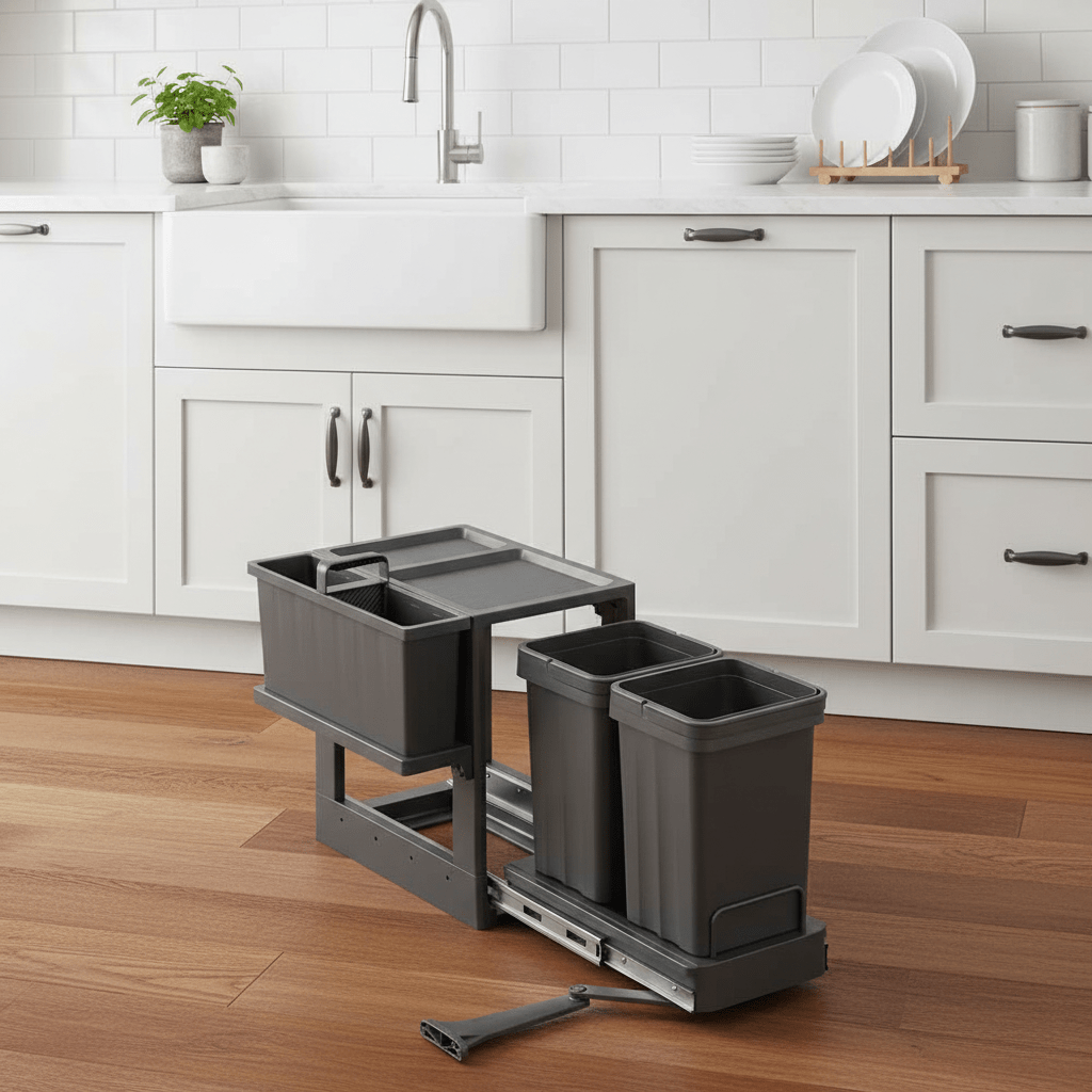 Basurero Extraíble Automático Antracita para Cocina Compacta - Om Panda Chile