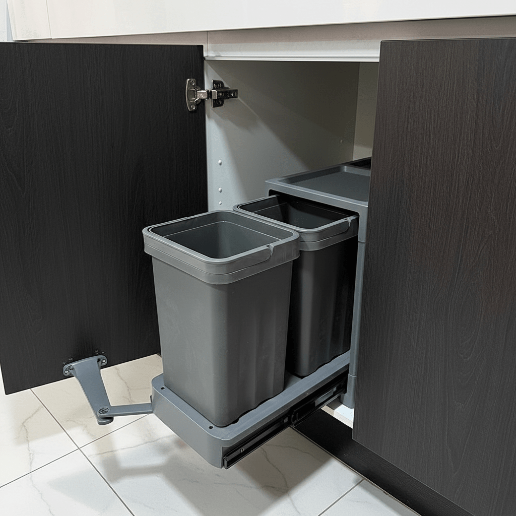 Basurero Extraíble Automático Antracita para Cocina Compacta - Om Panda Chile