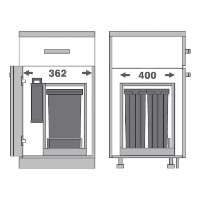Basurero Compacto para Puerta Abatible 2X10 LT Nuevo - Om Panda Chile