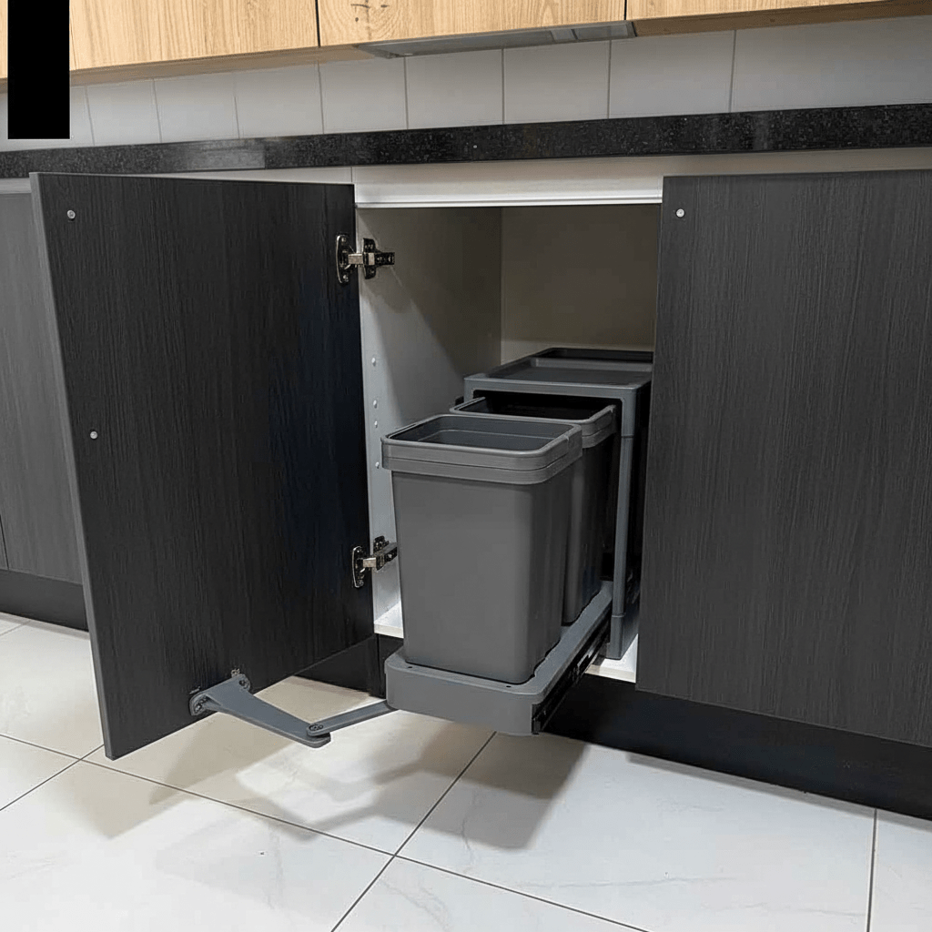 Basurero Extraíble Automático Antracita para Cocina Compacta - Om Panda Chile