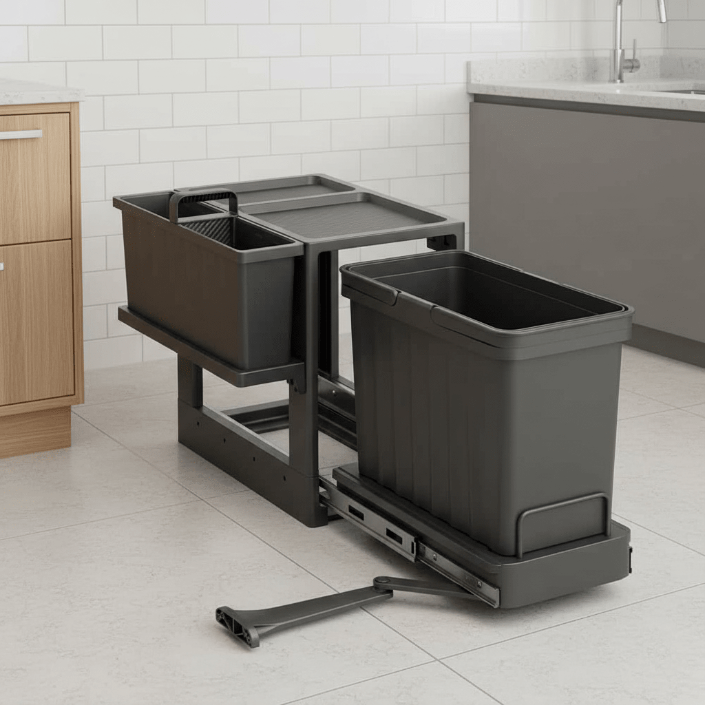 Basurero Extraíble Automático Antracita para Cocina Compacta - Om Panda Chile