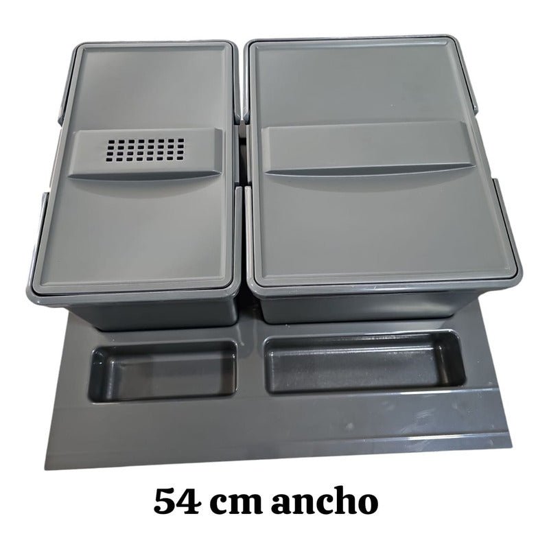 Basurero De Doble Contenedor Para Cajón Terminado De 60cm Antracita Nuevo - Om Panda Chile