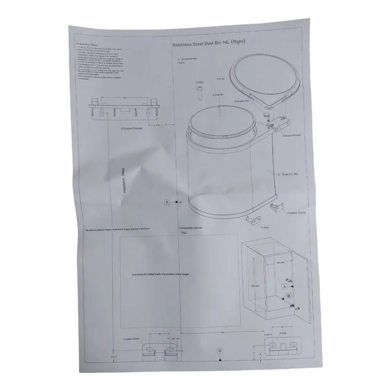 Basurero Interior Mueble Cocina 14lt Extraíble Plateado Nuevo - Om Panda Chile