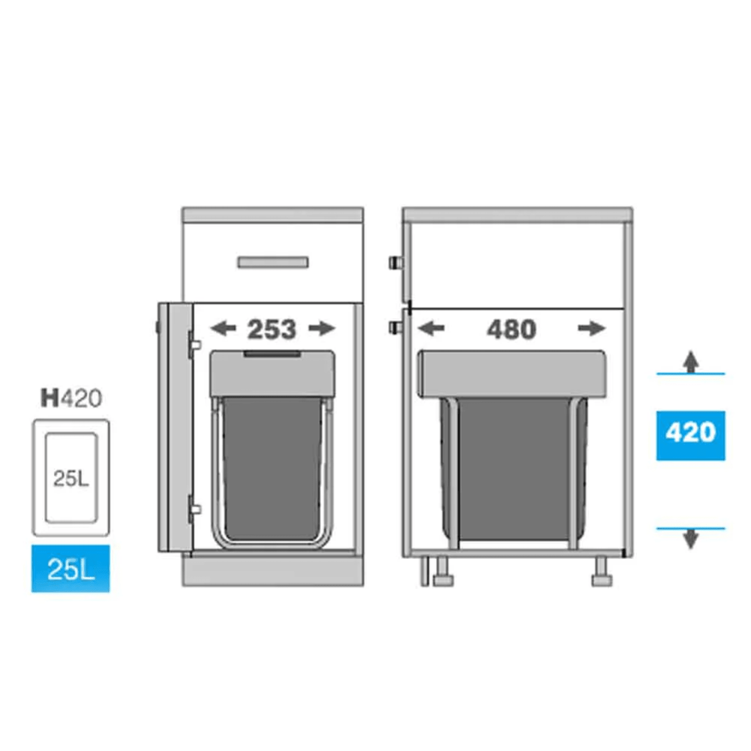 Basurero para Cocina 1 contenedor extraíble (25 litros) - Om Panda Chile