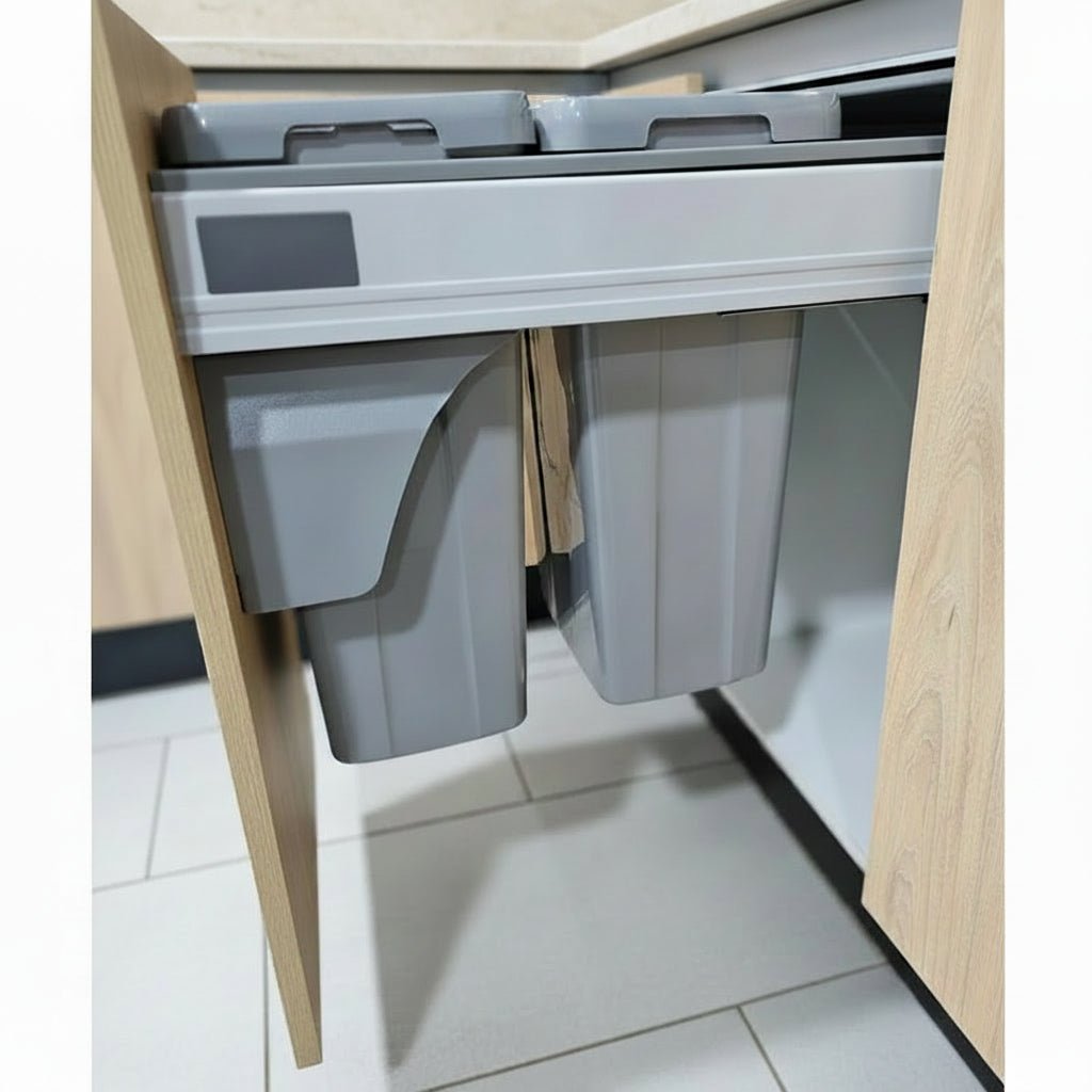 Basurero Reciclaje 2 contenedores gris anclado a puerta (36 litros) Nuevo - Om Panda Chile