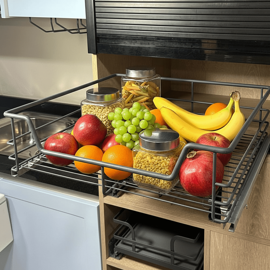 Cesta Extraíble de Rejilla Grafito Interior para Mueble de Cocina Cesta - Om Panda Chile