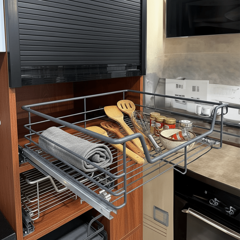 Cesta Extraíble de Rejilla Grafito Interior para Mueble de Cocina Cesta - Om Panda Chile