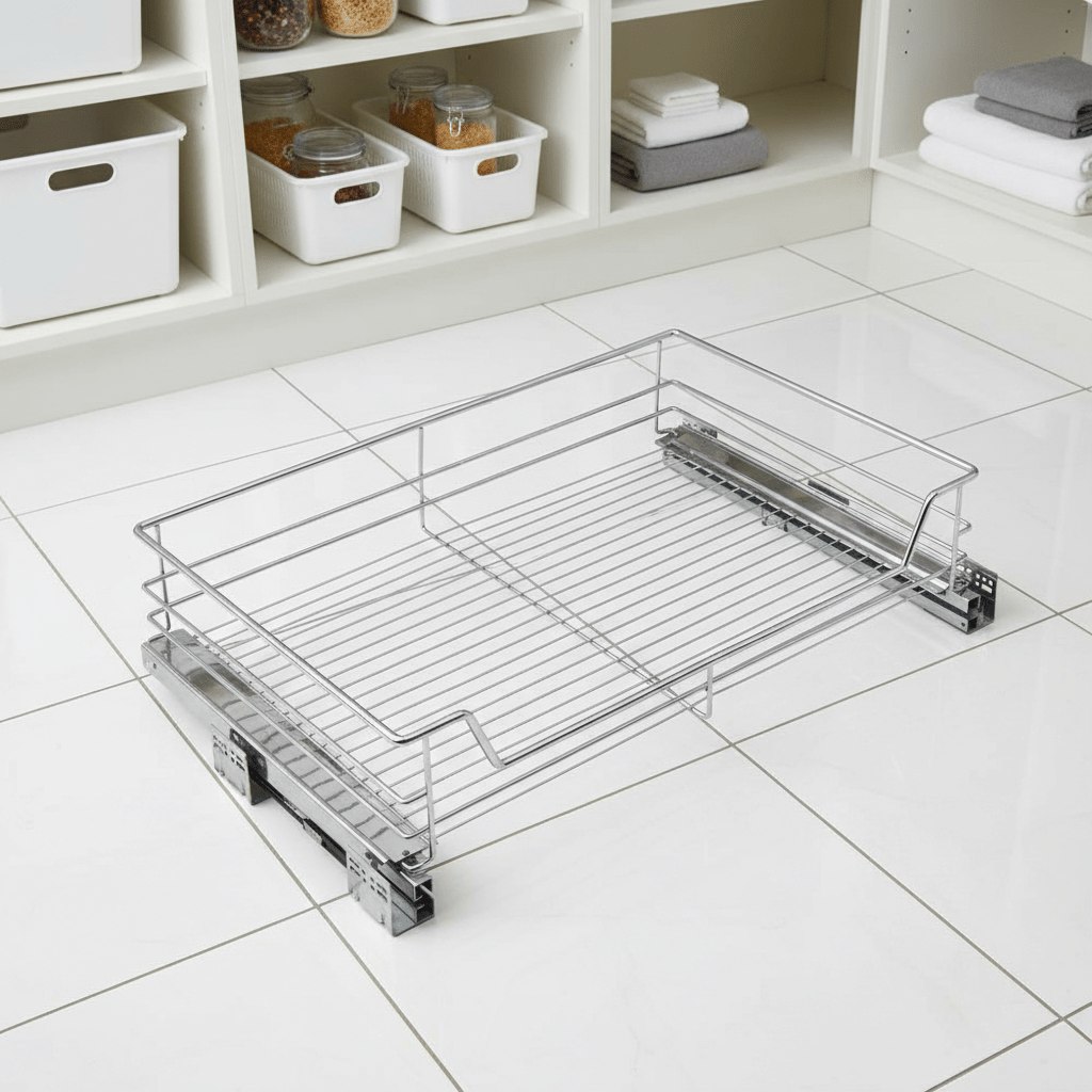 Cesta extraíble Multiuso Cromada con Cierre Suave para Mueble Basurero - Om Panda Chile