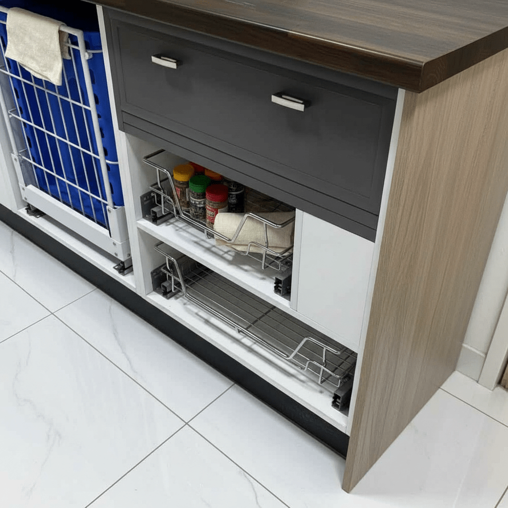 Cesta extraíble Multiuso Cromada con Cierre Suave para Mueble Basurero - Om Panda Chile