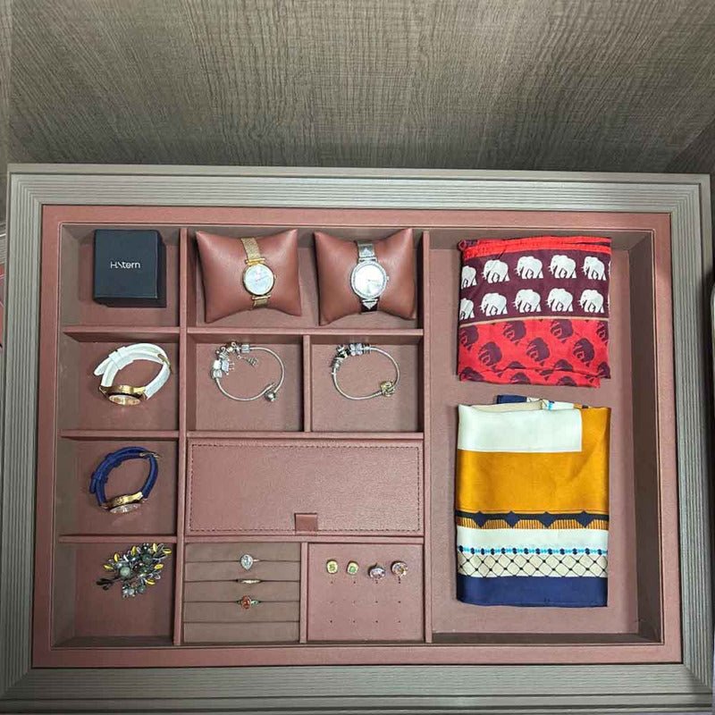 Organizador De Joyeria 700 Mm Cafe Y Gris Grafito Nuevo - Om Panda Chile