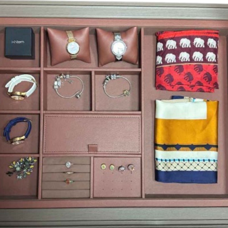 Organizador De Joyeria 700 Mm Cafe Y Gris Grafito Nuevo - Om Panda Chile