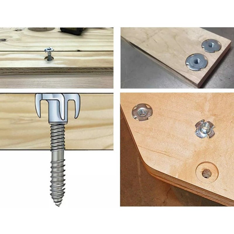 Tuercas Anclaje 4 puntas en T 3/8" para Madera (Pack x50) Nuevo - Om Panda Chile
