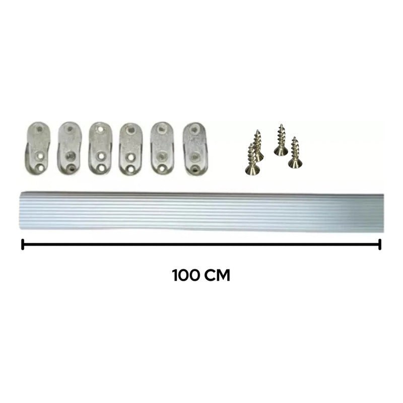 Set 3 Barra clóset ovalada 100 Cm Aluminio Nuevo - Om Panda Chile